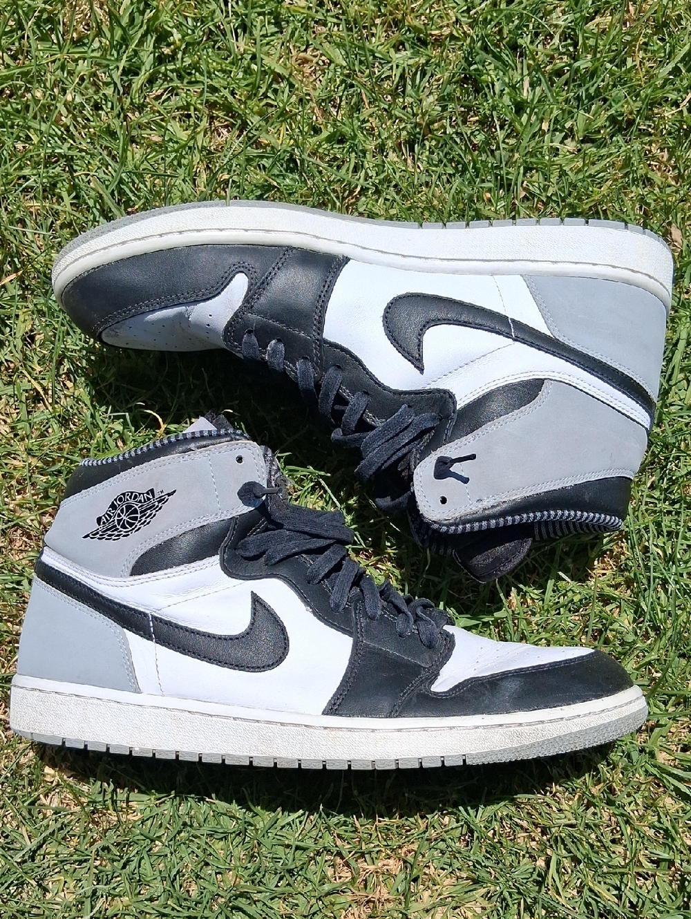Jordan Men’s High-Top Sneakers in Black, White & Light Gray